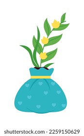 flores de primavera en icono de bolso