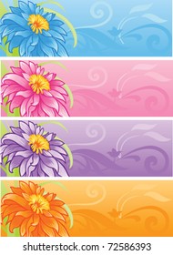 spring flowers banner set