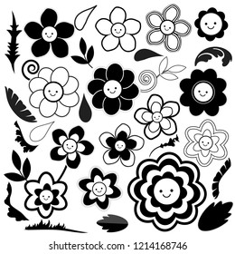 Spring flowers are black and white