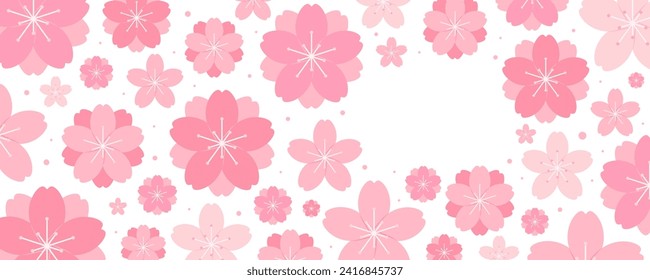 Spring flowers, blossoms, blooms, floral frame. Rectangular border with copy space on transparent background. Flat style vector illustration. Abstract geometric design. Concept seasonal banner