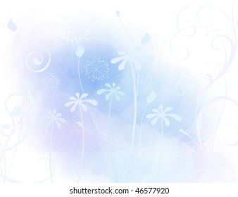 Spring flowers in blue vector