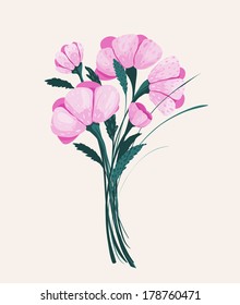Spring Flowers Bouquet. A bunch of delicate flowers. Vector illustration EPS8.