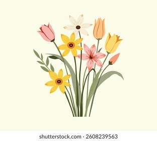 Spring flowers bouquet floral vector illustration