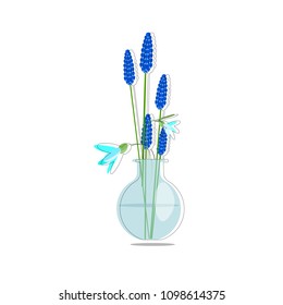 Spring flowers bouquet in glass vase  
