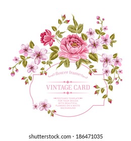 Spring flowers bouquet for vintage card. Vector illustration.