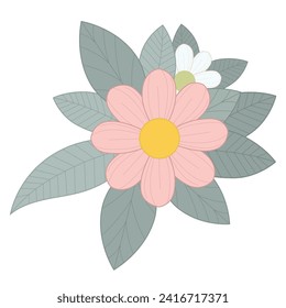 Spring flowers branch graphic element design in vintage style for decoration.