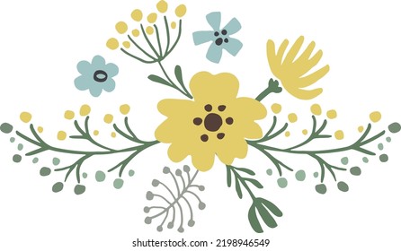 Frühlingsblumen und Äste. Dekoratives Blumenmuster