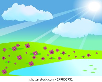 Spring with flowers and bright sky/Nature Spring