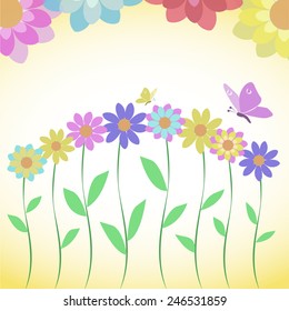 Spring flowers and butterflies