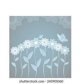 Spring flowers and butterflies, vector, illustration