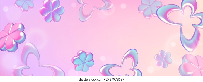 Flores primavera y mariposas