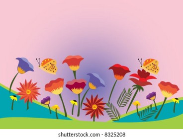 Spring flowers and the butterfly
