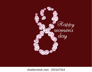 Spring flowers. Chamomile. Greeting Card for March 8. Poster with flowering plants romantic style. Happy woman's day