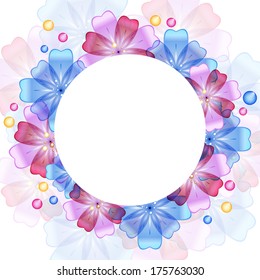 Spring flowers circle background with copyspace