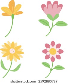 Spring Flowers Clipart Design Set