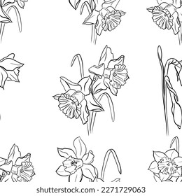 Colección de flores primavera de daffodils patrón verctor sin soldadura