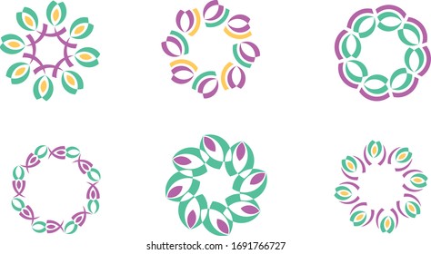 Spring flowers collection set abstract design