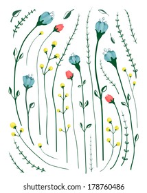 Spring Flowers Collection. A set of delicate flowers. Vector illustration EPS8.