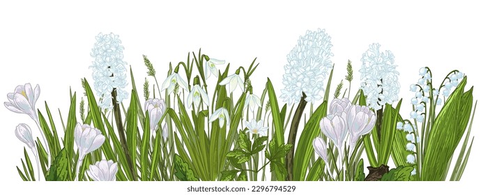 Vector de dibujo de color de las flores de primavera. Grandes flores de verano