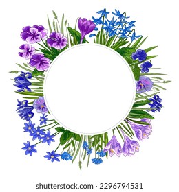 Spring flowers color drawing vector. Big set summer flowers