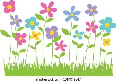 Spring Flowers Colorful Border