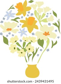 Spring flowers contemporary vector design usable for different purposes. Spring floral design in doodle style. Vector illustration.