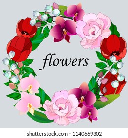 spring flowers in the corona, background for the texts