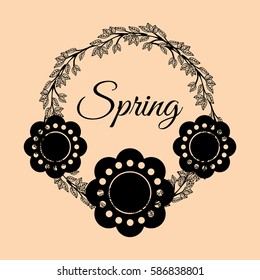 spring flowers crown vintage vector illustration eps 10