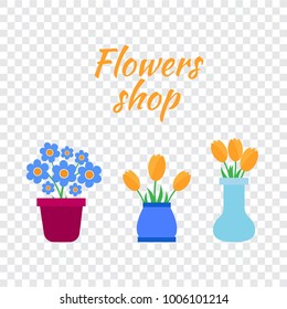 Spring flowers. Cute vector spring flowers icons. Simple flowers vector