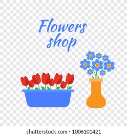 Spring flowers. Cute vector spring flowers icons. Simple flowers vector