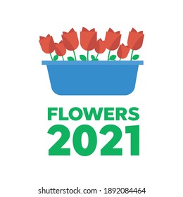 Spring flowers. Cute vector spring flowers icons. Simple flowers vector