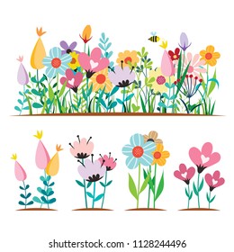 Spring flowers Design Concepts vector illustrations isolated on White