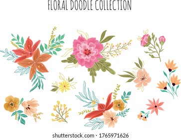 Frühlingsblumen Doodle Collection Set