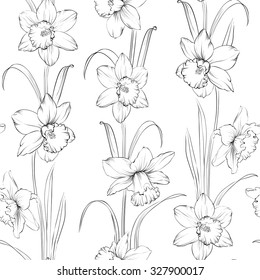 Spring flowers fabric seamless pattern. Vector illustration.