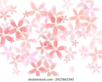 Spring flowers falling vector illustration. Soft peach or chinese cherry blossom petals.