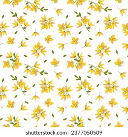 Flores de primavera patrón de aves forsythia