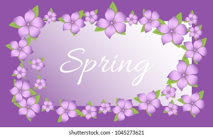 Spring Flowers Frame. Beautiful Background with Isolated Flowers for Card, Invitation, Postcard, Brochure, Banner, Flyers. Flower Composition with Text for Your Creative Design. Spring Flowering.
