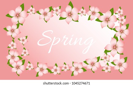 Spring Flowers Frame. Beautiful Background with Isolated Flowers for Card, Invitation, Postcard, Brochure, Banner, Flyers. Flower Composition with Text for Your Creative Design. Spring Flowering.