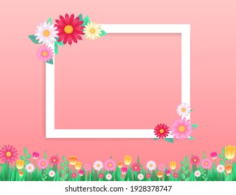 Spring flowers frame decoration card