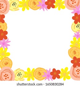 Spring flowers frame isolated on white background