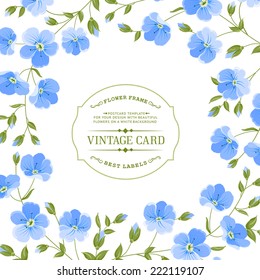 Spring flowers frame isolated on white background. Vector illustration.