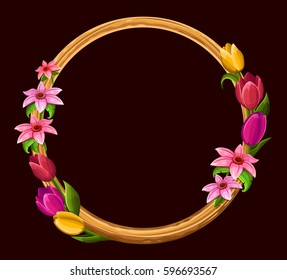 Flores de primavera aisladas en la oscuridad. Ilustración del vector