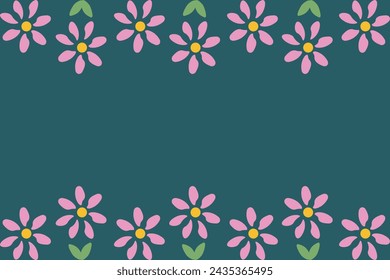 Spring Flowers Frame with space for text. Hand drawn Summer flower with copy space. Daisy border. Vector illustration can used web design. EPS 10