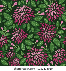 Spring flowers, garden -  Seamless pattern in a flat style. Spring mood. Vector Background for fabric, textile, wallpaper, poster, web site, card, gift wrapping paper 