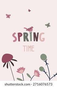 Flores de primavera en una Ilustración vectorial de jardín sobre el tema de la jardinería y la floricultura