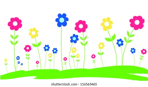 Spring Flowers in the grass - vector