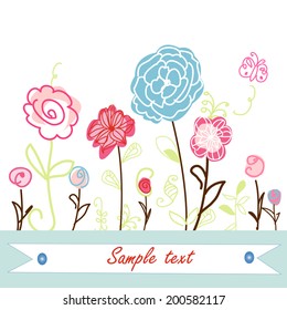 Spring flowers greeting vector