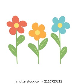 Spring flowers growing. Simple vector illustration in cartoom style. Icon on white