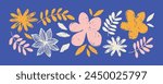 Spring flowers hand drawn vector set. olor brush flower silhouettes. Ink drawing wild plants, herbs or flowers, monochrome botanical illustration. Roses, peonies, chrysanthemums isolated cliparts.