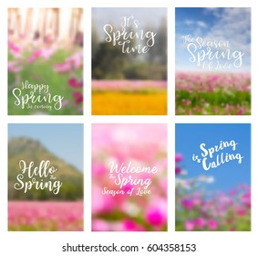 Spring flowers ideas concept with positive quotes, Annual report brochure flyer design template vector set of leaflet cover presentation nature landscape background layout in A4 size